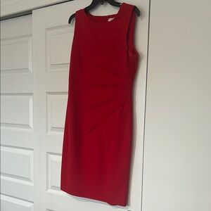 Calvin Klein Red Sleeveless Sheath Midi Dress